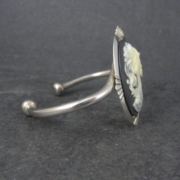 Goth Skeleton Cameo Cuff Bracelet 6.25 Inches - Picture 4 of 7